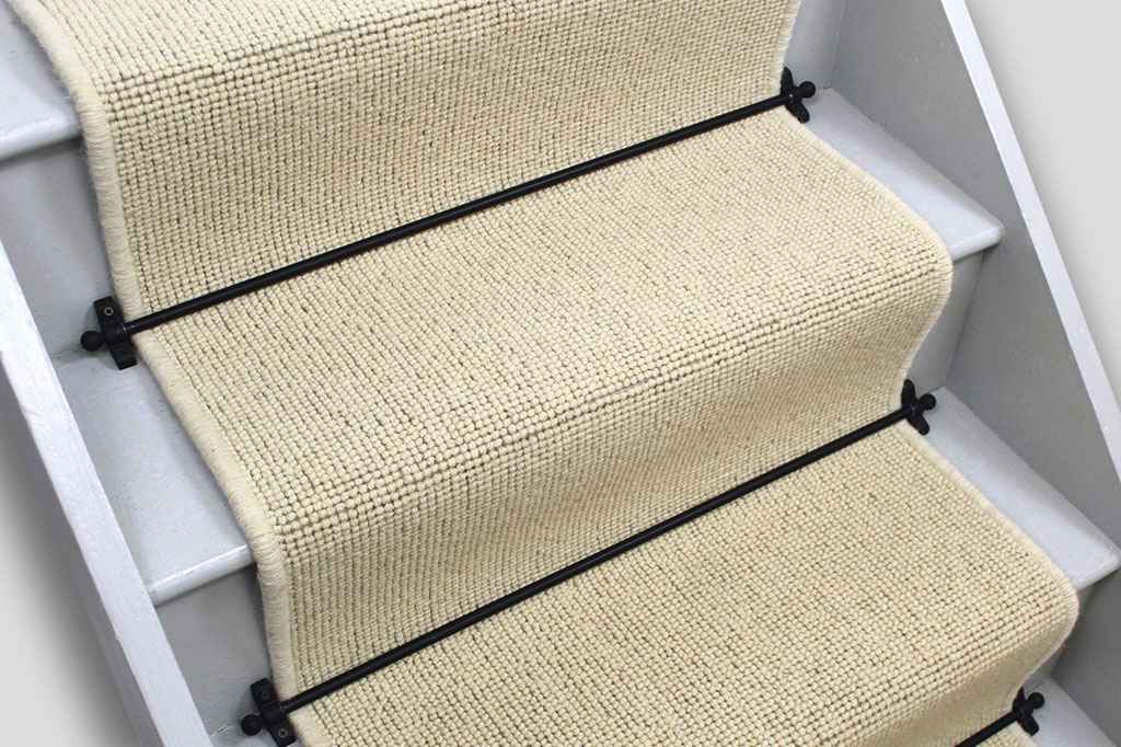 Buttermilk Big Wool Boucle Stair Runner with Cream Wool Edge 7m x 60cm