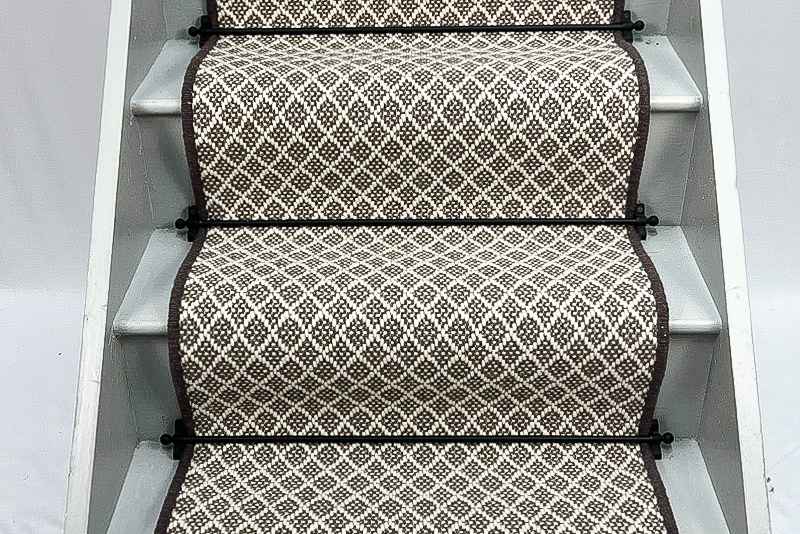 Chesterfield Wool Flatweave Stair Runner with Brown Wool Edge