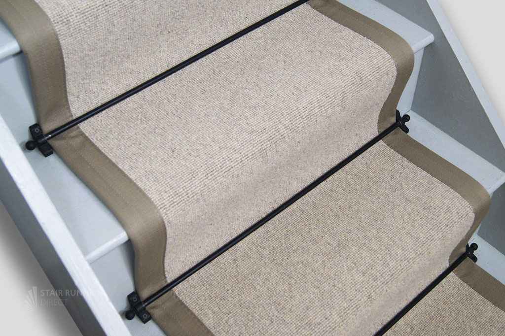 Glen Loop Wool Coir Stair Runner with Bronze border 60cm x 660cm