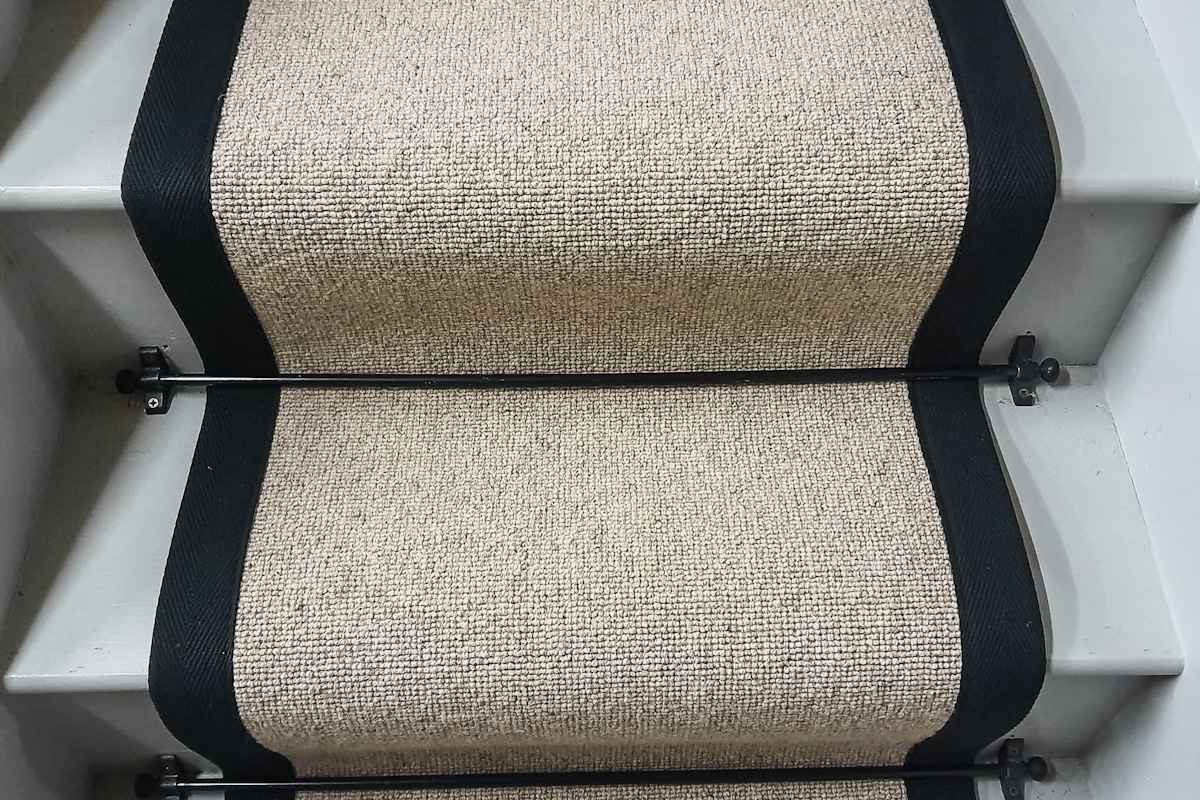 Glen Loop Wool Coir Stair runner with Black Border