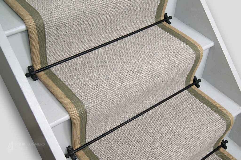Charter Berber Cuttle Stair Runner with Litchfield Patterned border 7m x 60cm