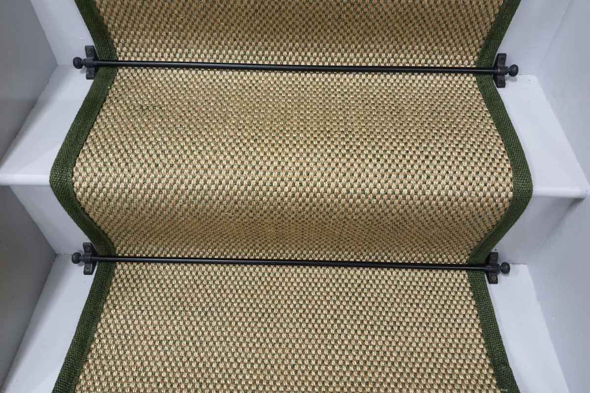 Forest Green Sisal Stair Runner with Green Jute Border