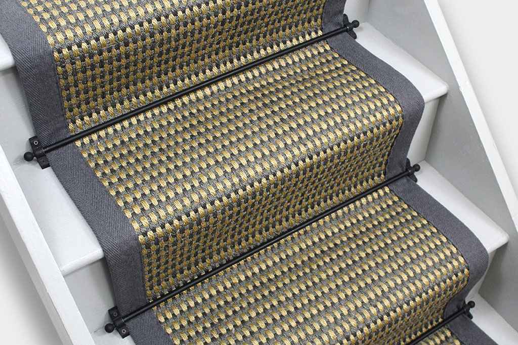 Fossil Basketweave Sisal Stair Runner With Seal Cotton Border 665cm x 61cm