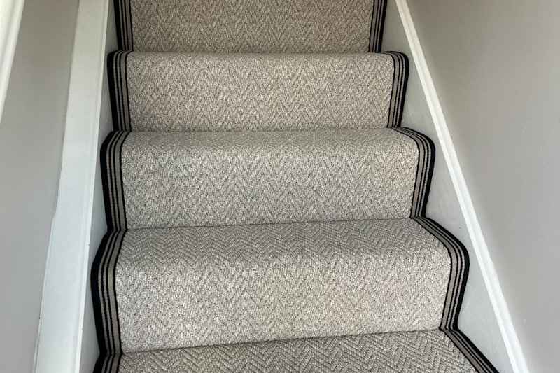 Arizona Pebble Beach Herringbone Stair Runner with Marylebone Striped Border