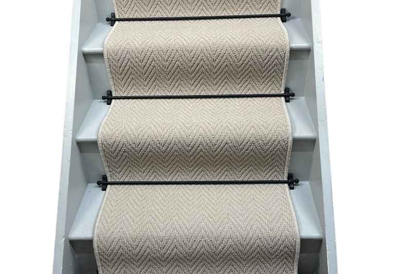 Harrison Cream Herringbone Stair Runner with Cream Edge