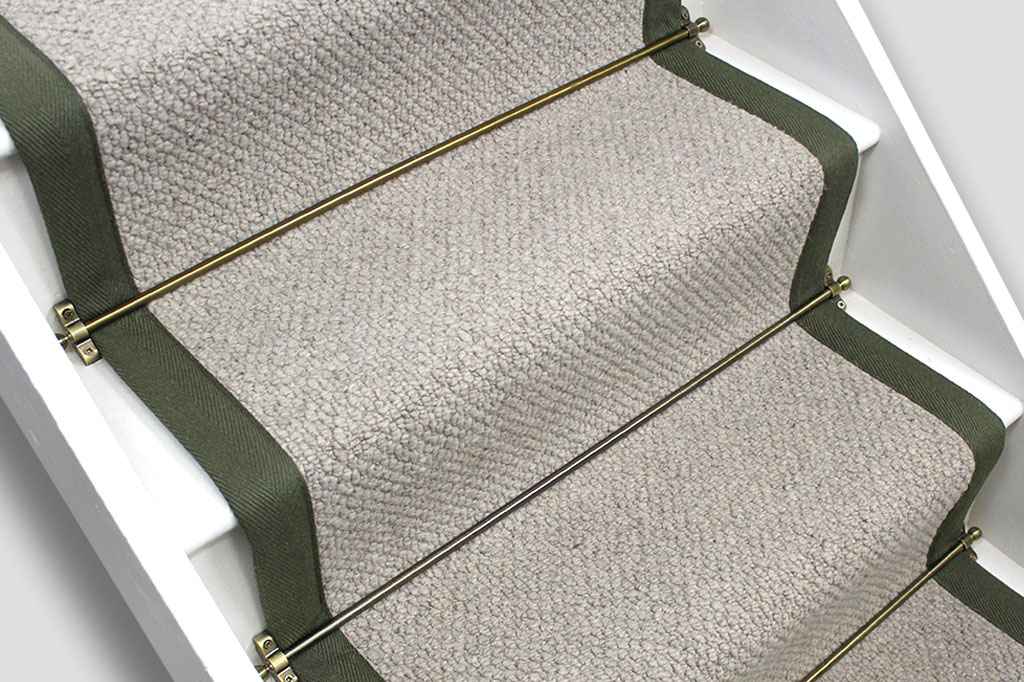 Inishowen Cotton Wool Stair Runner with Pickle Cotton Border 7m x 60cm