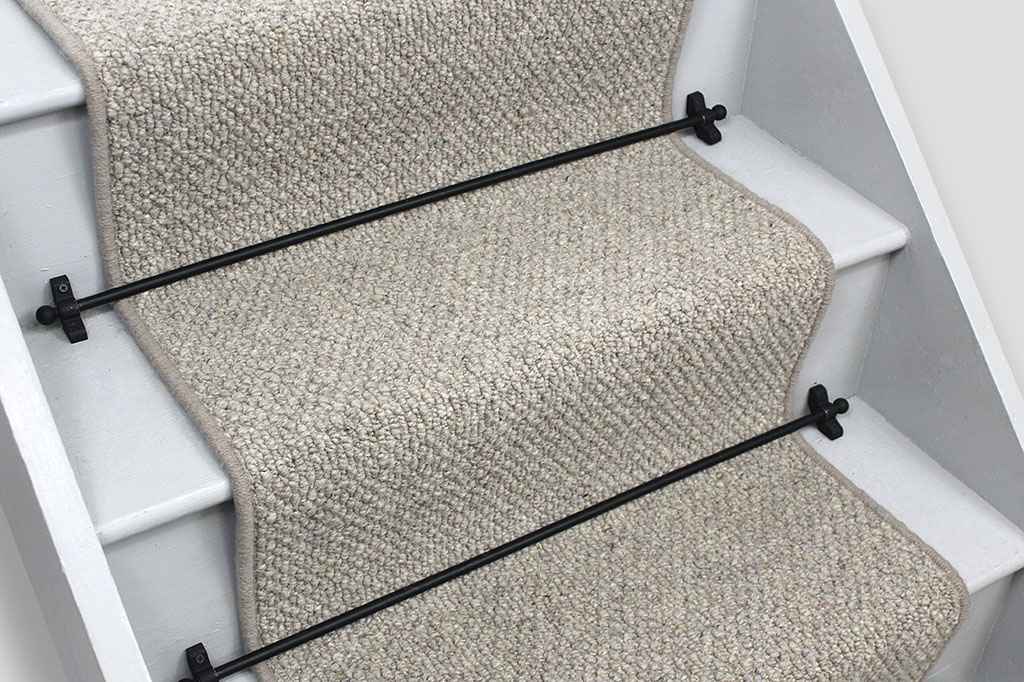 Inishowen Flax Wool Stair Runner with Light Grey Wool Edge 6m x 58cm