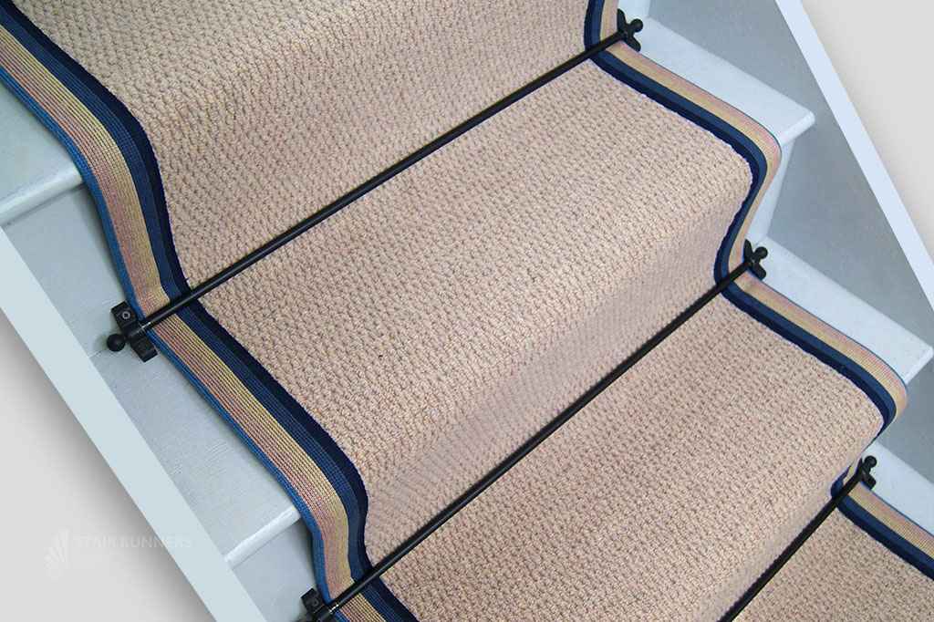 Kalahari Cream Wool Boucle Stair Runner with Stutgart Cotton Border 7m x 60cm