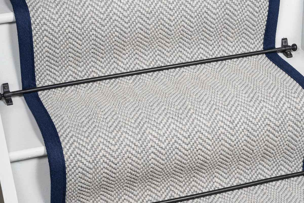 Fibre Flooring Lunar Herringbone Stair Runner with Denim Border