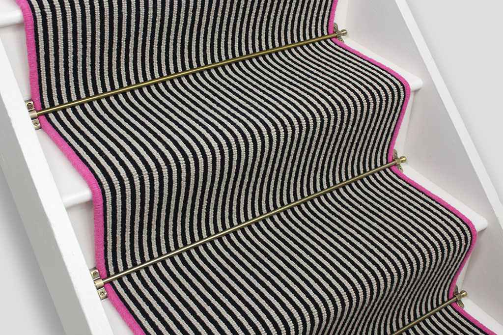 Magpie Striped Stair Runner with Barbie Pink Wool Edge 7m x 47cm