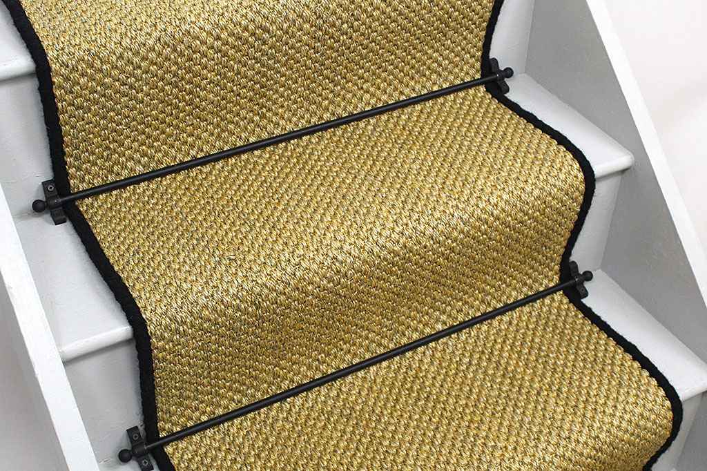 Oriental Natural Sisal Stair Runner with Black Wool Edge