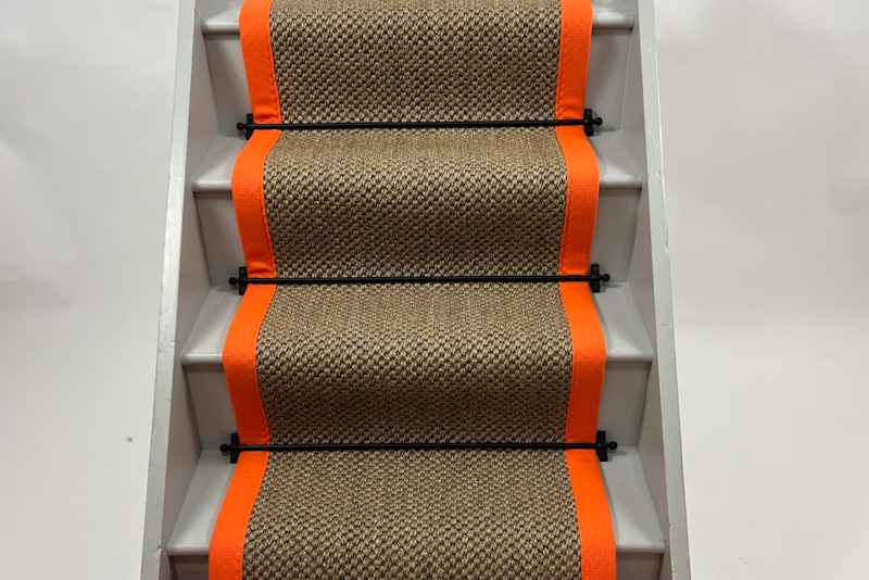 Oriental Pewter Sisal Stair Runner with Knitted Soda Border