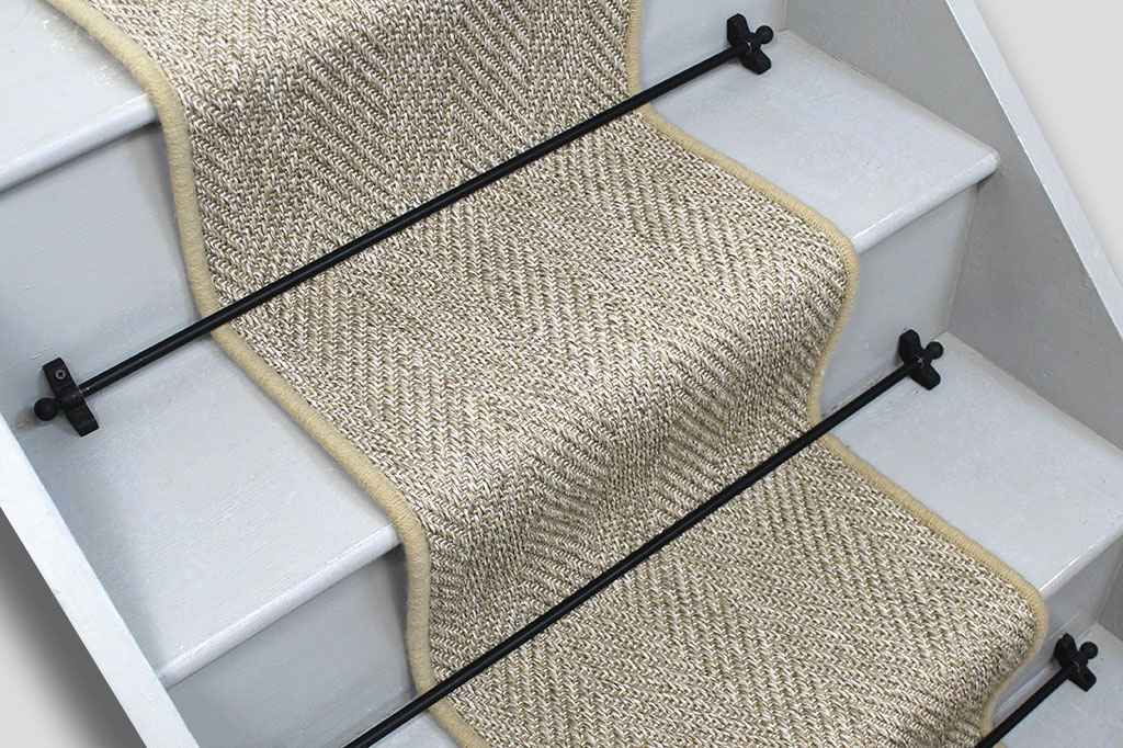 Oxford Herringbone Stair Runner with Natural Wool edge 7m x 40cm