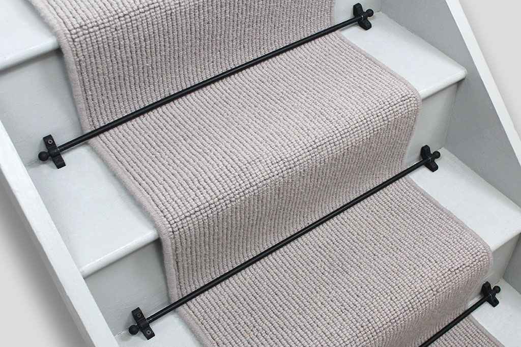 Oyster Big Boucle Wool Stair Runner with GreyBeige Wool edge 7m x 50cm