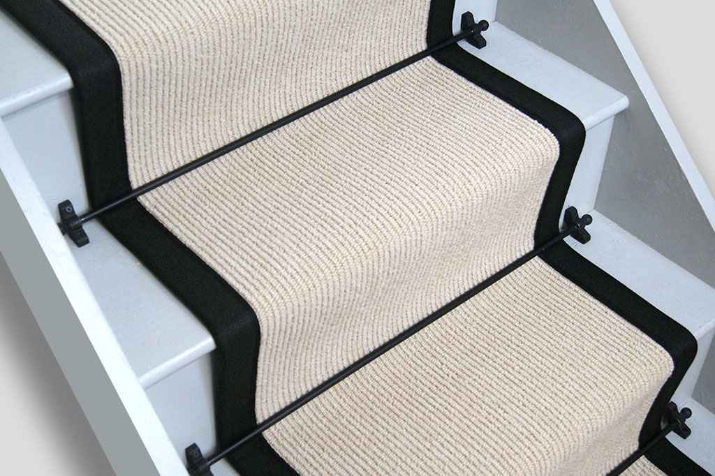 Rib Champagne Stair Runner with Black Border