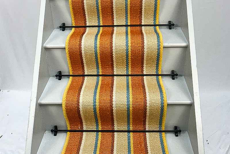 Rio Striped Sisal Stair Runner with Yellow Wool Edge