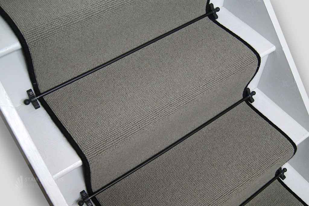 Smoke Stair Runner with Black Wool Edge 6m x 59cm