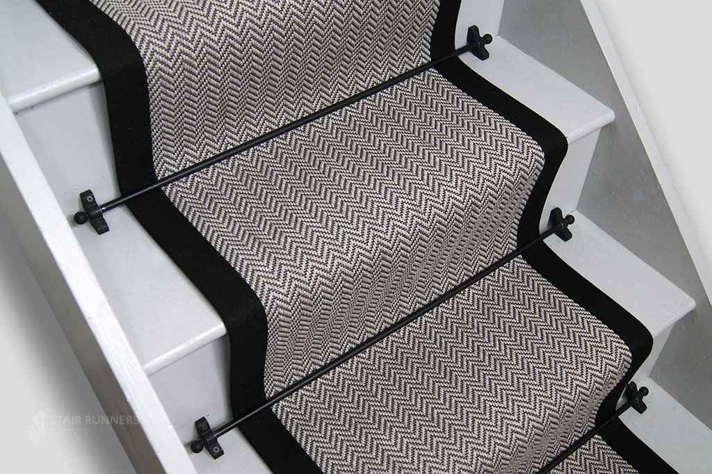 Alternative Flooring Anywhere Herringbone Ice Stair Runner with Robust Urbane Border 50cm x 670cm