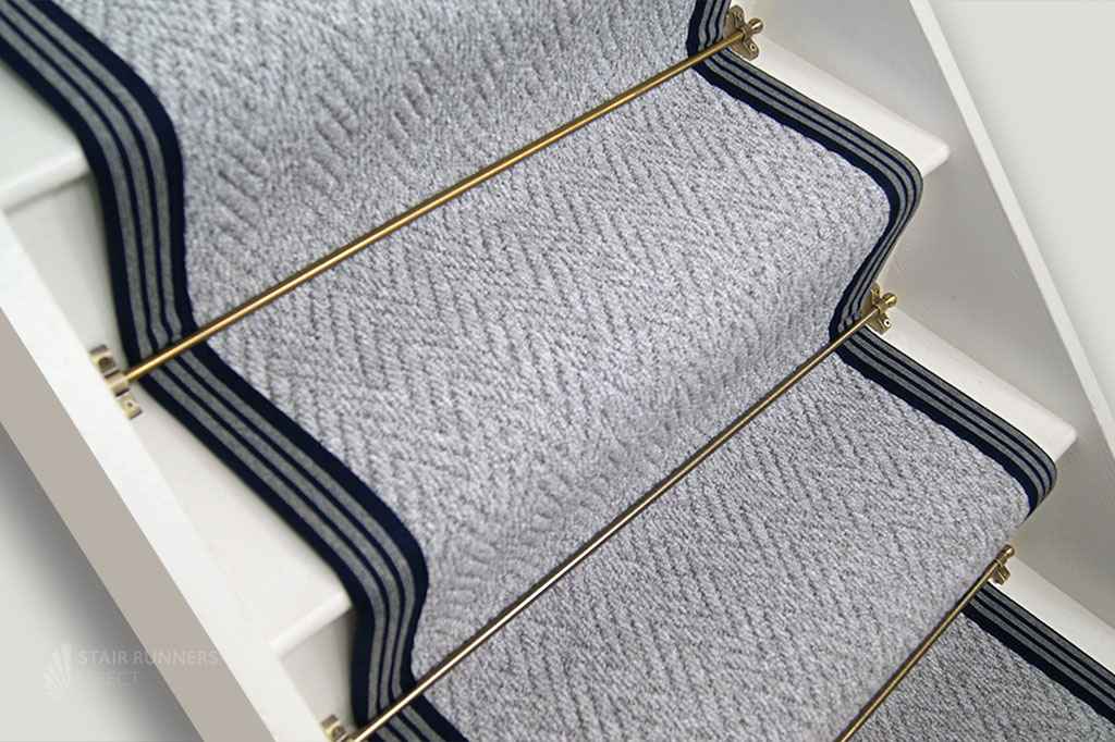 Arizona Parson Stone Herringbone Stair Runner with Lander 5cm border 61cm x 7m