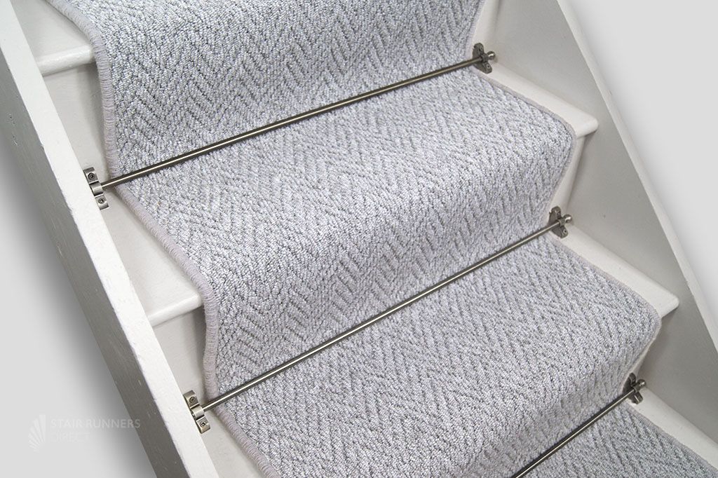 Arizona Goosedown Herringbone Stair Runner with Light Grey Wool Edge 40cm x 660cm