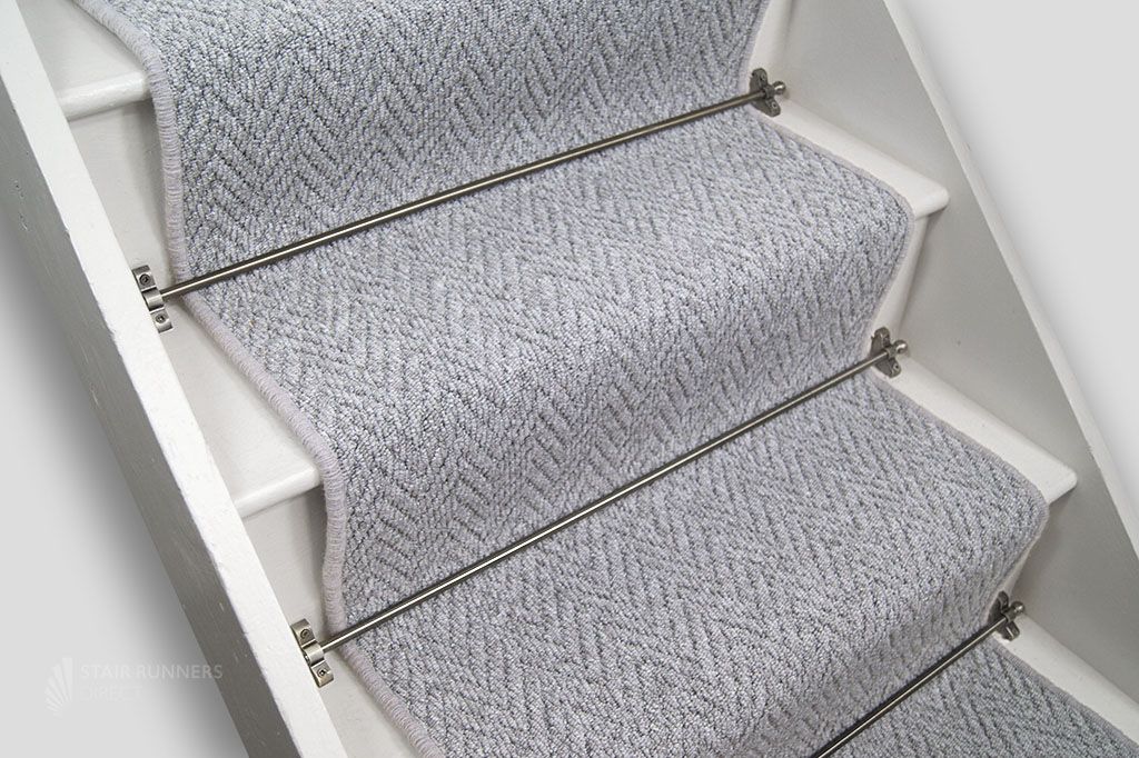 Arizona Parson Stone Herringbone Stair Runner with Light Grey Wool Edge