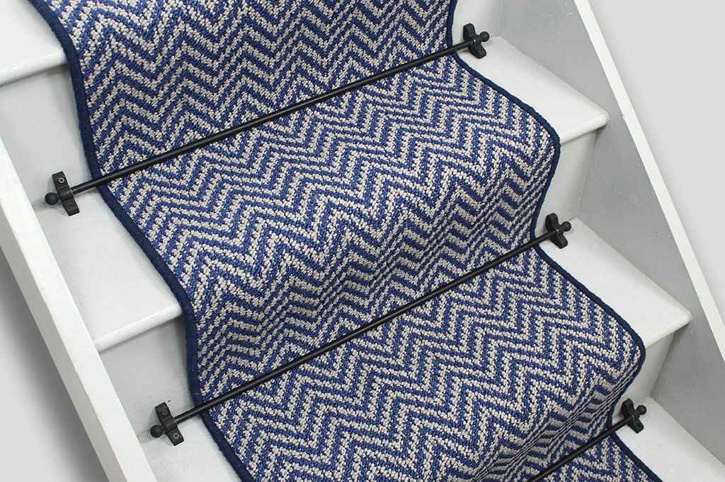 Atlantic Herringbone French Blue Stair Runner