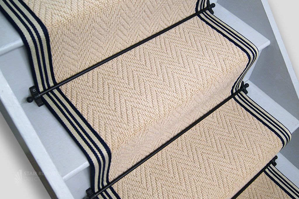 Baileys Herringbone Stair Runner with Carnlough Border 7m x 53cm