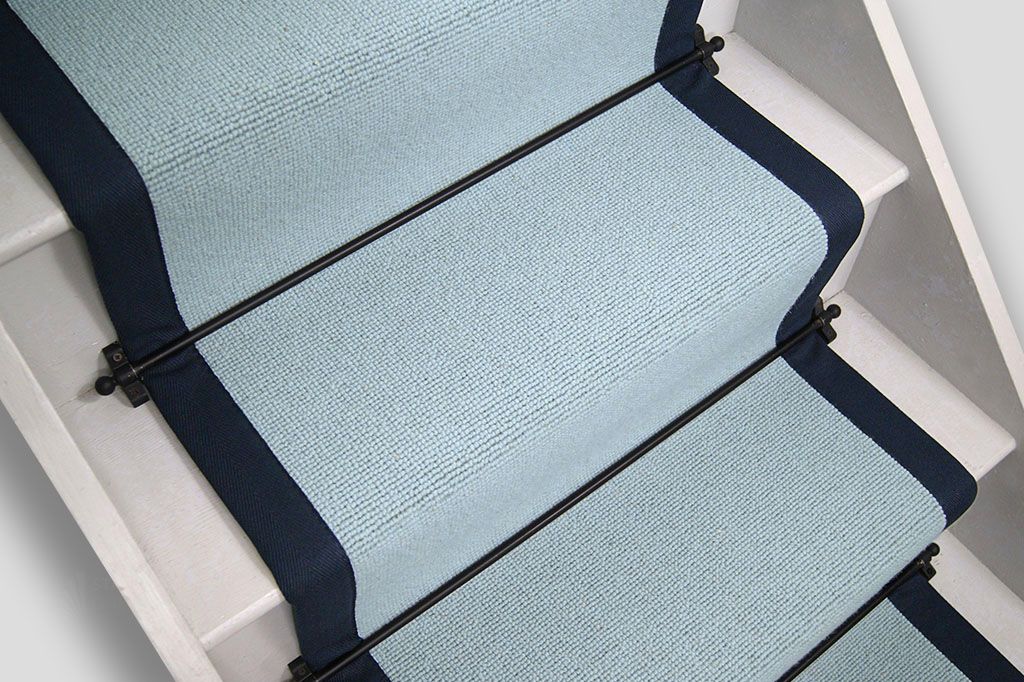 Blue Mist Stair Runner with Navy Border 60cm x 770cm