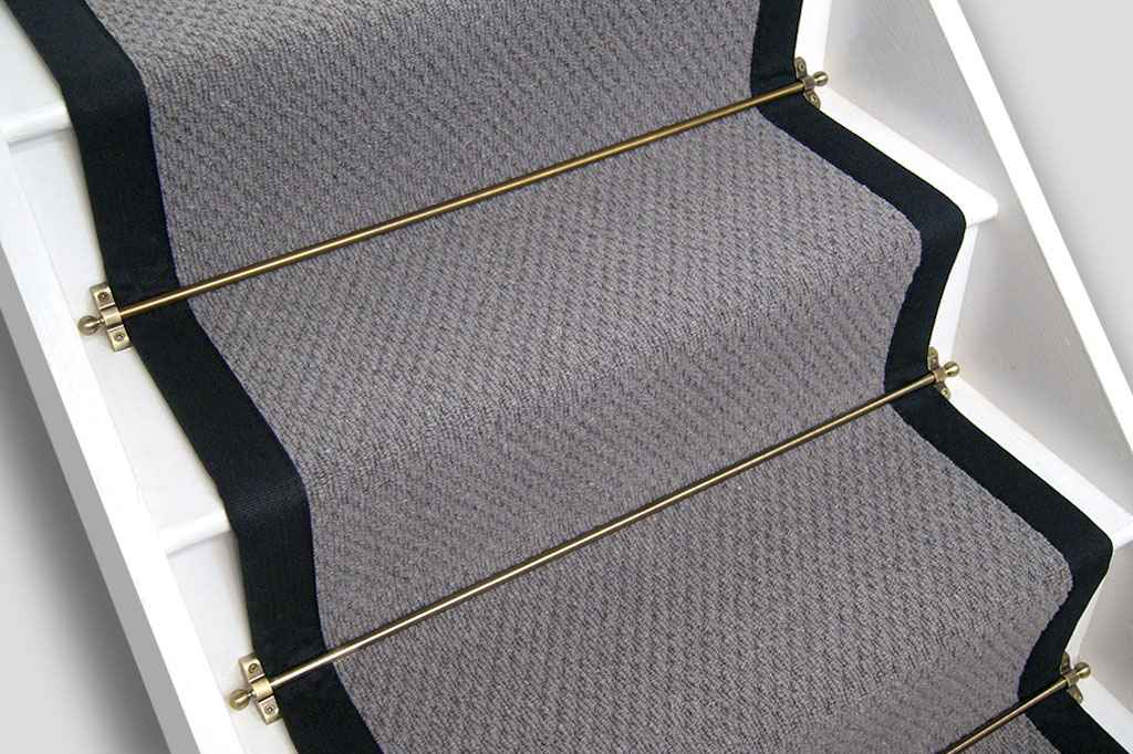 Charcoal Small Boucle Grey Wool Stair Runner with Midnight Border 7m x 50cm