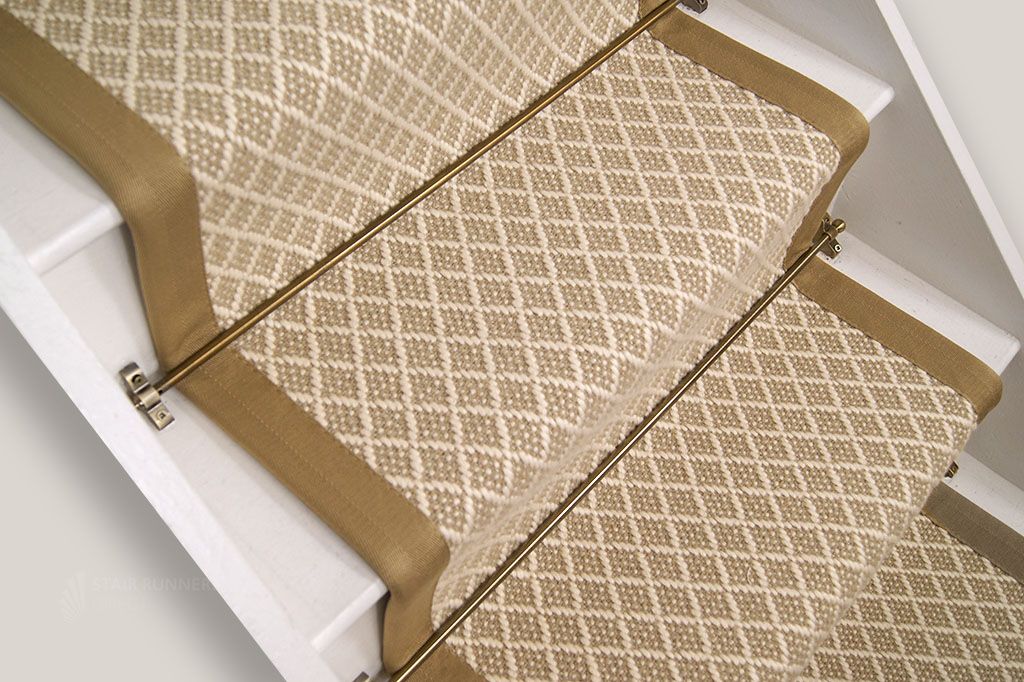 Chelsea Wool Flatweave Stair Runner with Gold Border 61cm x 650cm