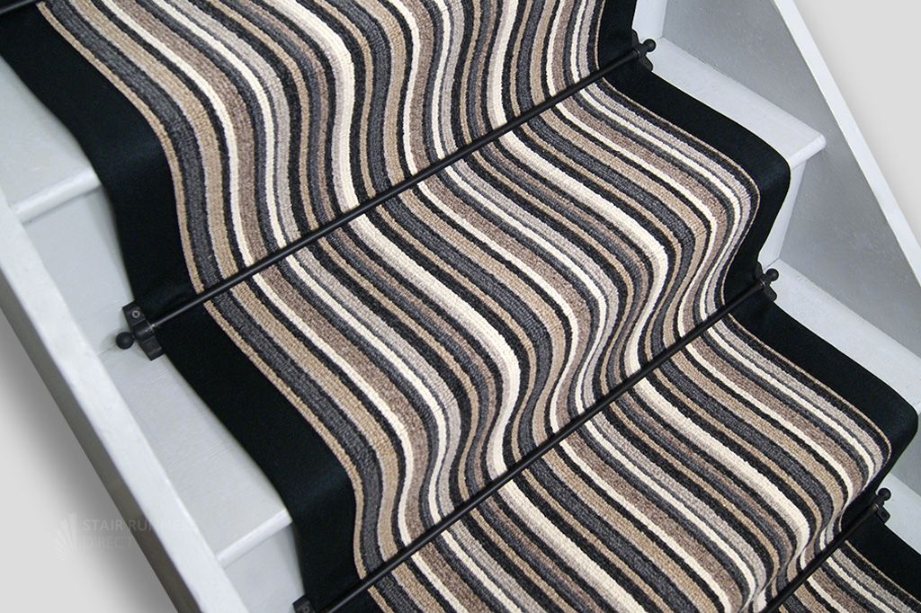 Cambridge Stripe Stair runner with Black Border 7m x 60cm