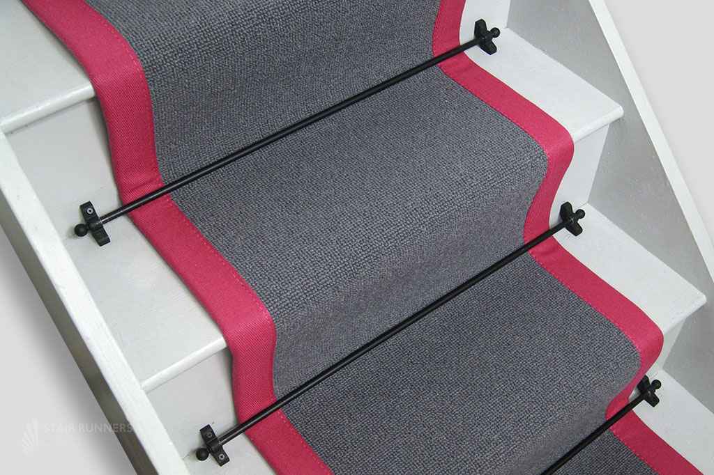 Country House Grey Shingle Stair Runner with French Rose border 6m x 53cm