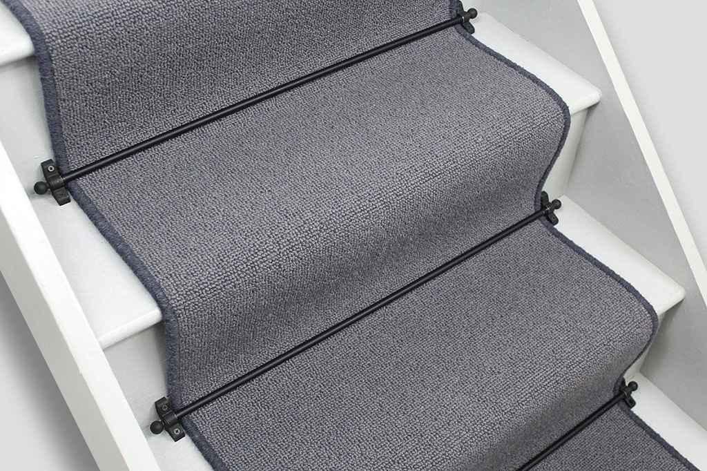 Country House Grey Shingle Stair Runner with Charcoal Wool Edge