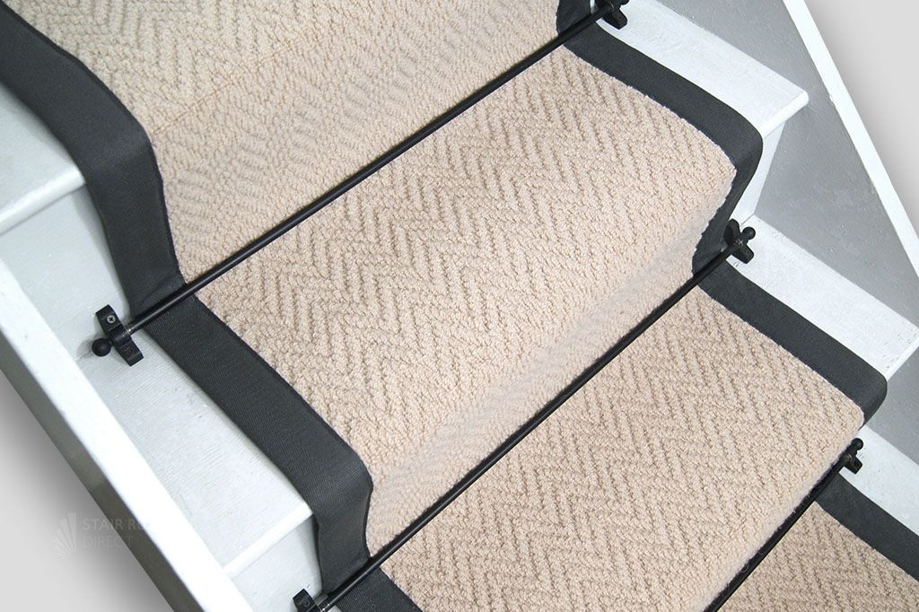 Cream Wool Herringbone with Graphite Border 57cm x 690cm
