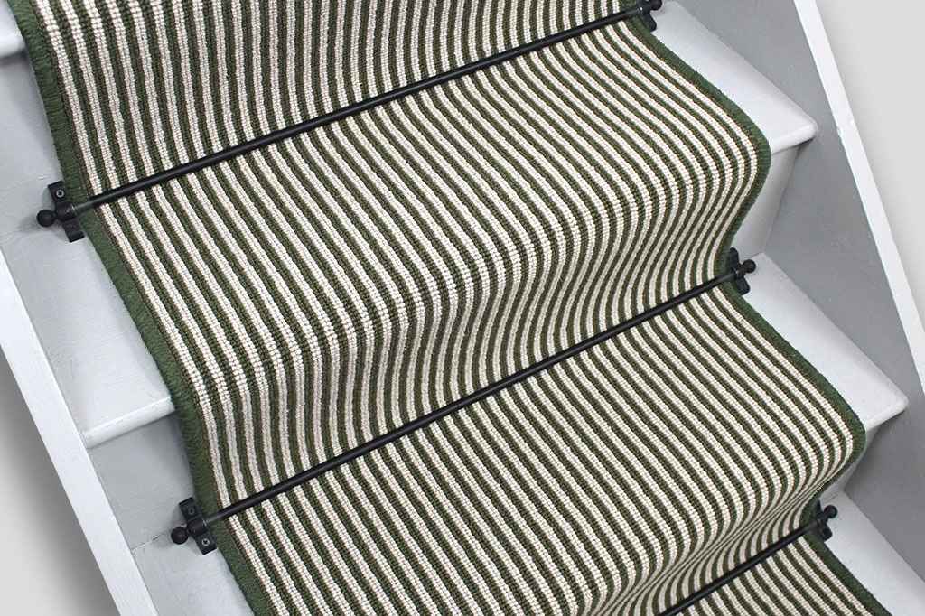 Deco Collection Green Striped Stair Runner