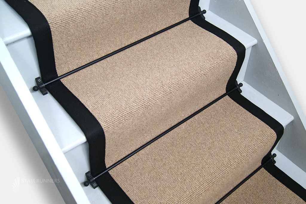 Deco Oxford Stone Stair Runner  Robust Urbane border 60cm x 685cm