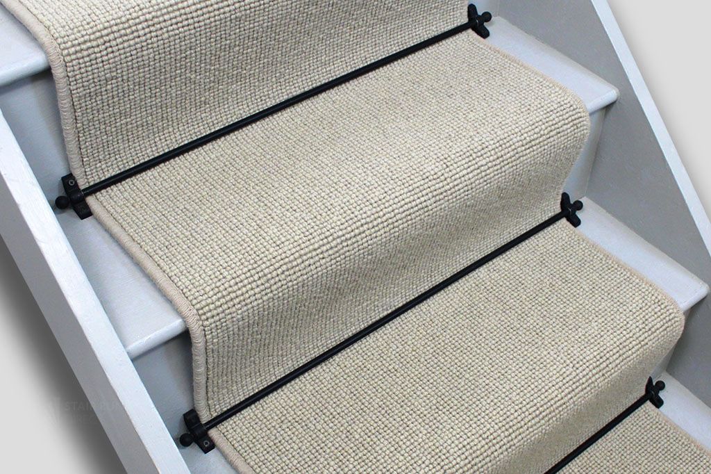 Charter Plain Loop Earl Stair Runner with Beige Wool Edge 50cm x 7m