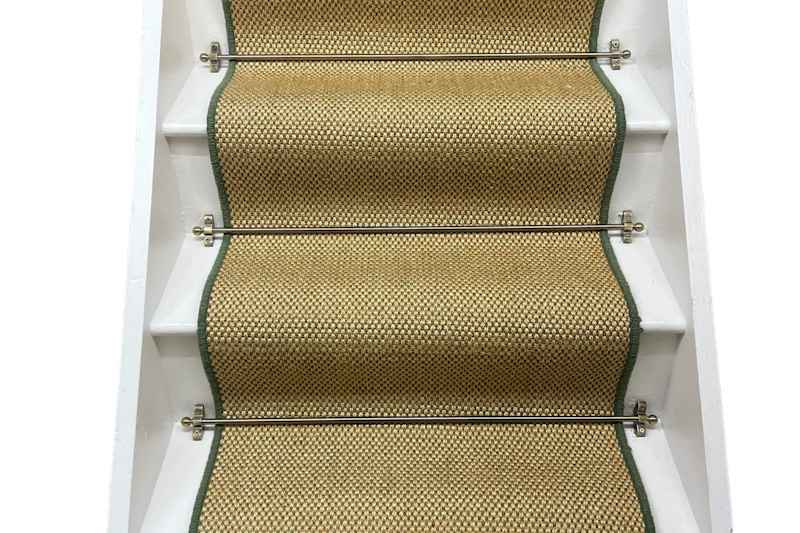 Forest Green Sisal Stair Runner with Green Wool Edge