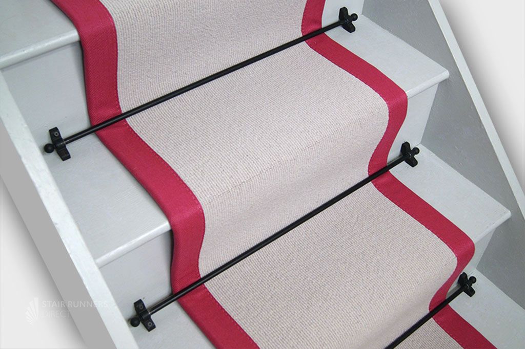 Frost Wool Stair Runner with French Rose Border 760cm x 49cm