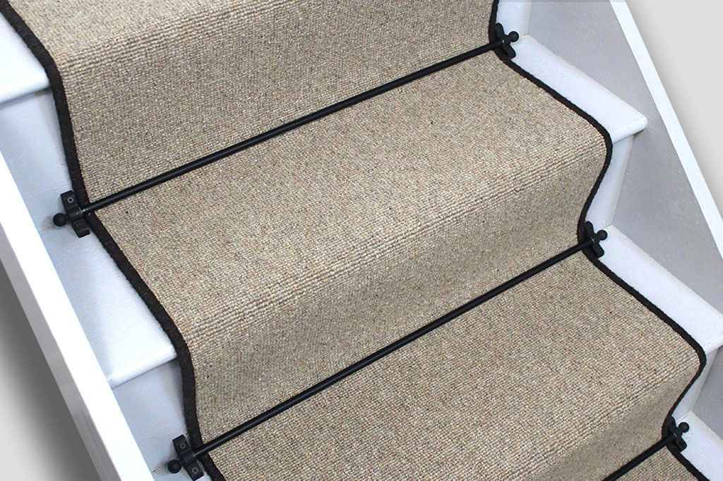 Glen Loop Wool Harvest Stair runner with Black Wool Edge