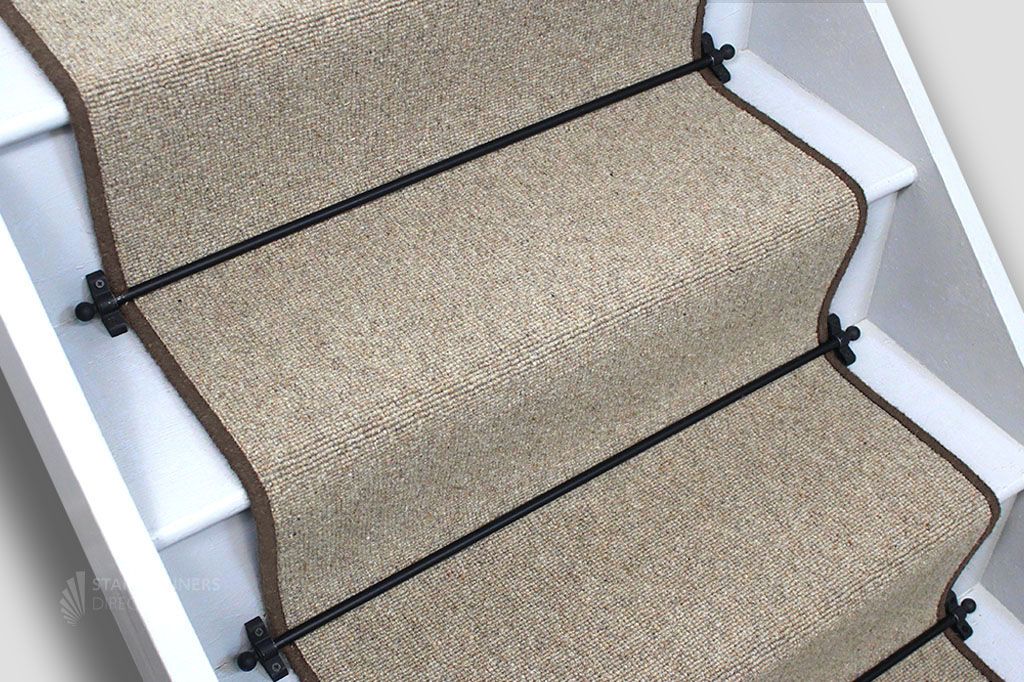 Glen Loop Wool Harvest Stair runner with Brown Wool Edge 7m x 65cm