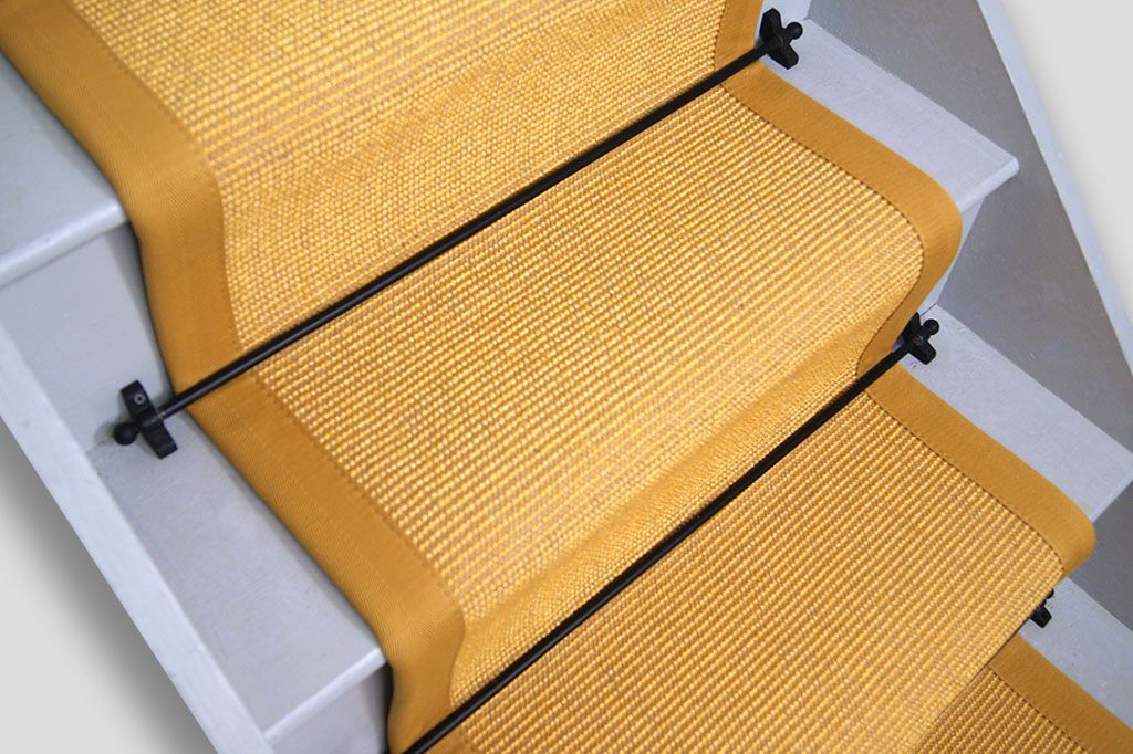 Gold Sisool Stair Runner with Saffron Border 56cm x 670cm