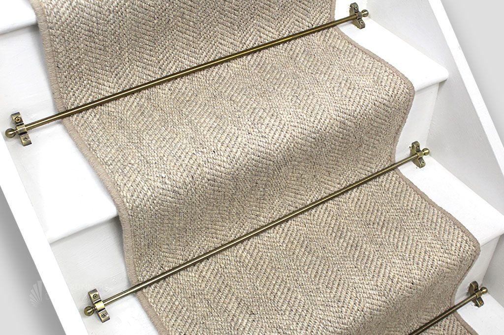Lakeland Herdwick Ullswater Weave Stair Runner with Beige Wool Edge 750x51cm