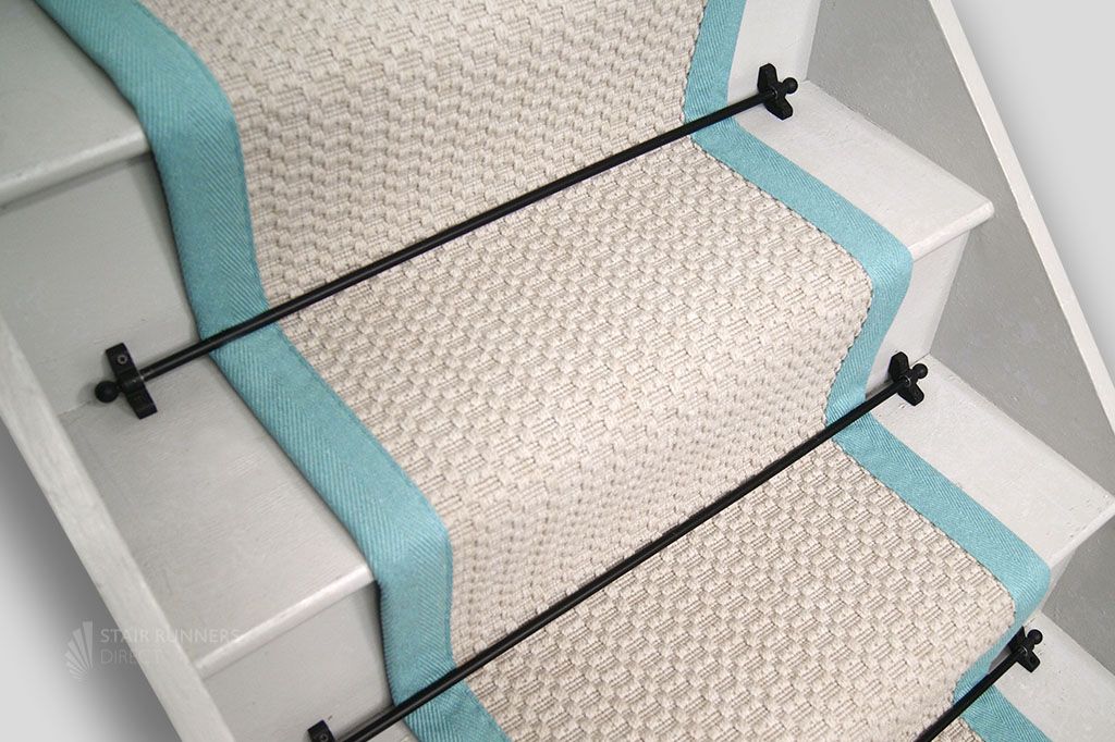 Associated Weavers Manaus Ivory Stair Runner with SKy Border 690x50cm