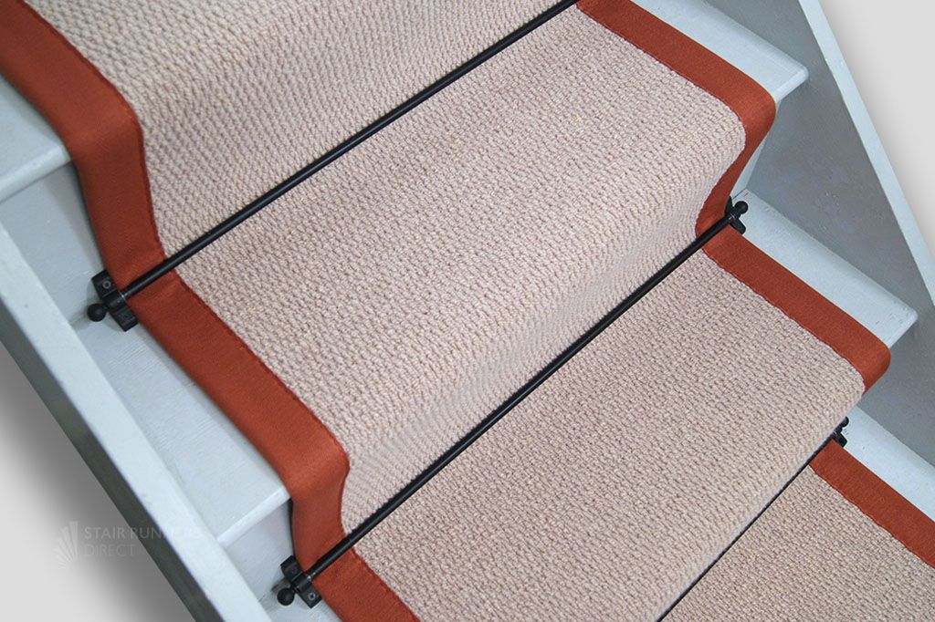Kalahari Toffee Stair Runner with Terracotta Border 61cm x 690cm