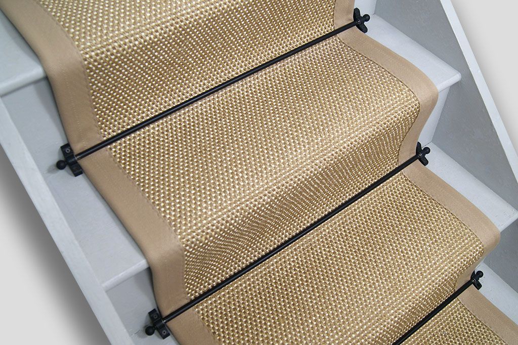 Margate Basketweave Sisal Stair Runner with Loam Sand Border 60cm x 7m
