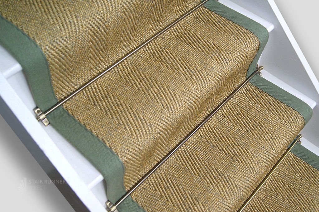Oatmeal Herringbone Sisal Stair Runner with Pear Border 66cm x 7m