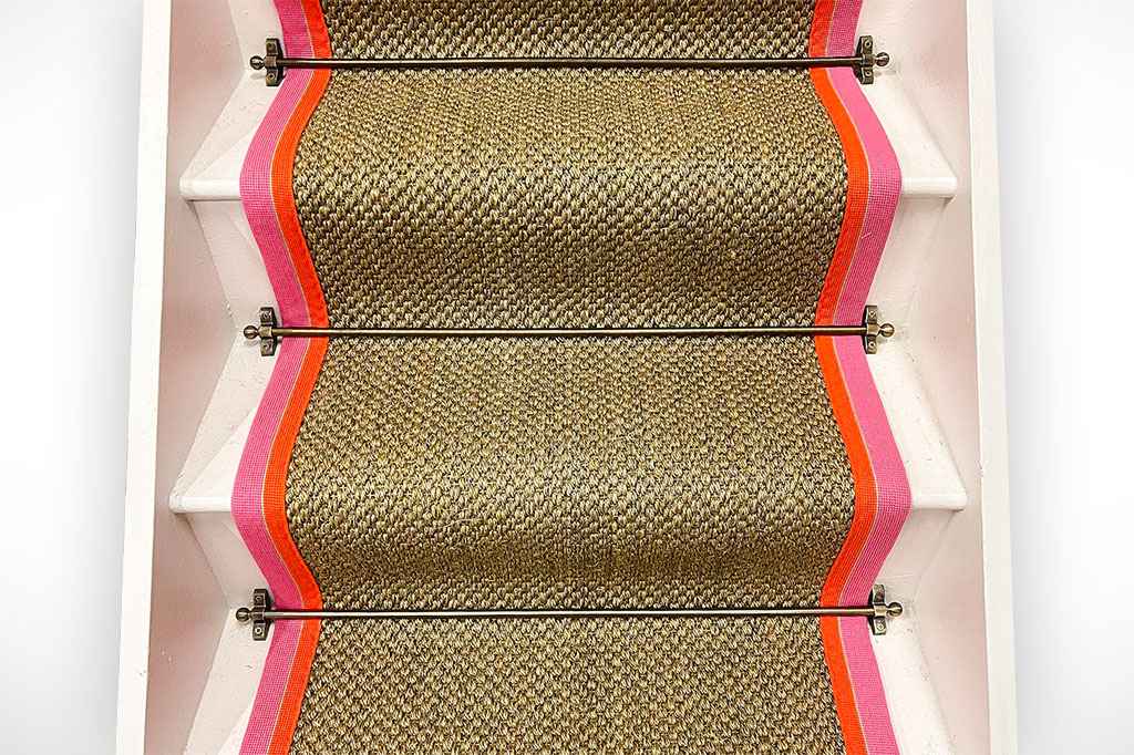 Oriental Natural Sisal Stair Runner with Clayton Border