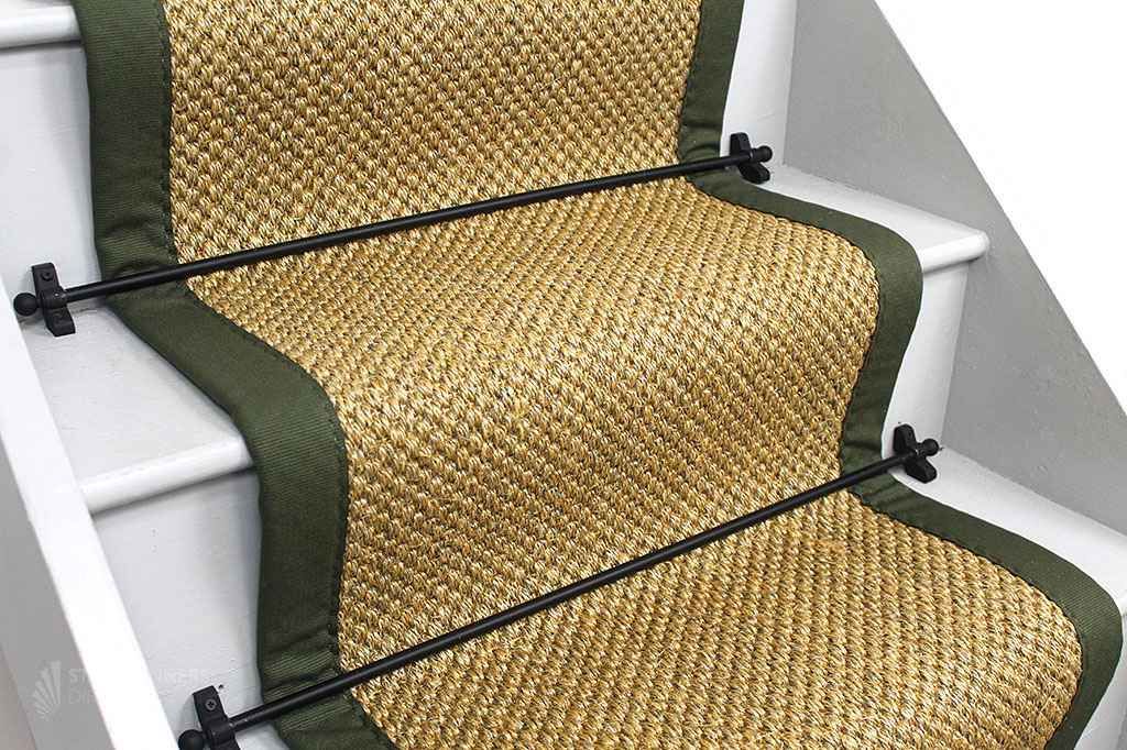 Oriental Natural Sisal Stair Runner with Hunter Green border 620x58cm
