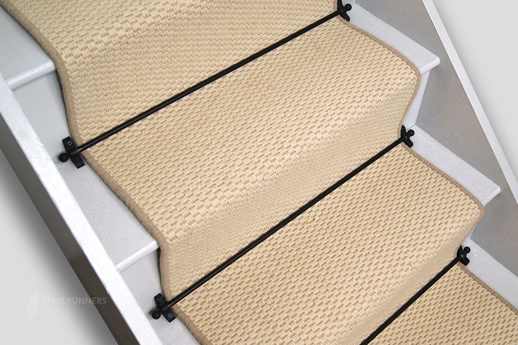 Sand Wool Flatweave Stair Runner with Wool Edge 7m x 60cm